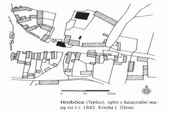 Katastr 1842 ( © J. Úlovec (in Encyklopedie českých tvrzí, I. díl, LIBRI 1998))