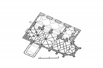 půdorys kostela ( © kol.: Umělecké památky Čech, část 3. [P/Š], Academia, Praha 1980)