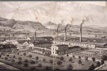 Pobočný závod frýdlantských železáren na severním okraji města, tzv. huť Maxmilián Josef - konec 19. století ( © archiv Jana P. Štěpánka)
