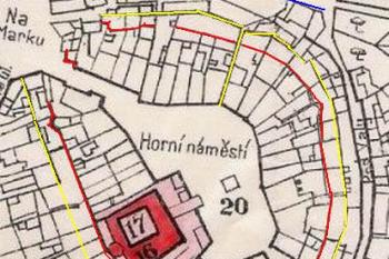 městské opevnění na plánu města Přerova z r. 1930 (© Ondřej Štěpánek 01/2006)