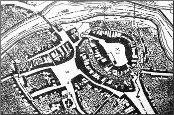 Horní a Dolní Město na výřezu mapy stabilního katastru ze 30. let 19. století ( © Města a městečka v Čechách na Moravě a ve Slezsku (K. Kuča, Libri))