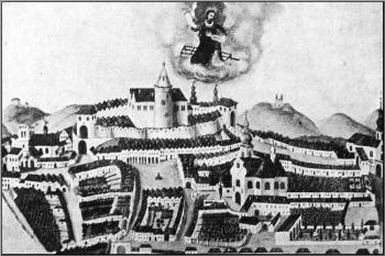 Veduta Přerova z roku 1764 ( © Města a městečka v Čechách na Moravě a ve Slezsku (K. Kuča, Libri))