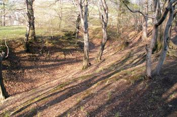 Pohled na mohutný val a příkop (© Miroslav BITTER 2005)