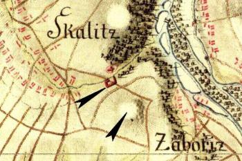Situace Skalice na I. vojenském mapování – josefské: 1764-1768 a 1780-1783 (rektifikace) ( © Laboratoř geoinformatiky Univerzity J.E.Purkyně, Ministerstvo životního prostředí České republiky, Austrian State Archive/Military Archive, Vienna)