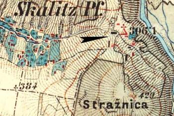 Situace Skalice na III. vojenském mapování - Františko-josefské: 1876-1878 (Morava a Slezsko) ( © Laboratoř geoinformatiky Univerzity J.E.Purkyně, Ministerstvo životního prostředí České republiky, Austrian State Archive/Military Archive, Vienna)