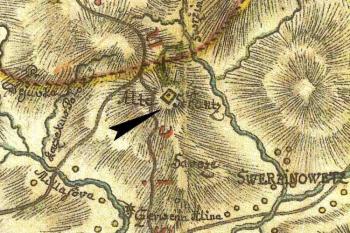 Vyznačení Starých šancí na mapě z 18. století (© Šlechtická sídla na Frýdecko - Místecku (J. Tichánek a kolektiv, 2006))