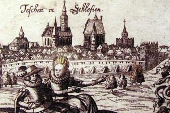 Těšín na mědirytině Daniela Meissnera z roku 1637 ( © Sciographia cosmica)