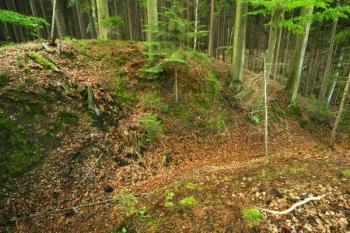 Výběh příkopu do bočního svahu ostrožny ( © Filip Matoušek 05/2004)
