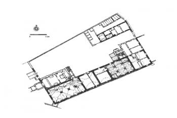 půdorys přízemí zámku ( © M. Heroutová, M. Vilímková, L. Svoboda (in Encyklopedie českých tvrzí, I. díl [A-J], ARGO 1998))