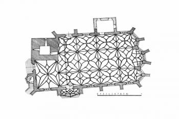 půdorys kostela ( © kol.: Umělecké památky Čech, část 2. [K/O], Academia, Praha 1978)