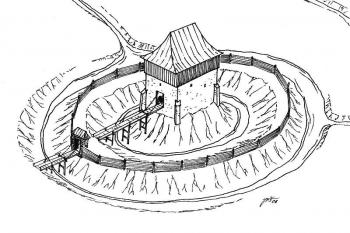 Axonometrický pohled na tvrz v Polouvsí ( © Jan P. Štěpánek 10/2006)