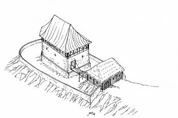 Axonometrická rekonstrukce možné podoby tvrze (© Jan P. Štěpánek 2006)