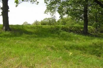 Pohled na výraznou hranu jádra tvrze od severovýchodu (© Jan P. Štěpánek 06/2006)