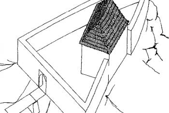 hmotová rekonstrukce - pohled od jihozápadu ( © F. Gabriel, J. Panáček: Hrady okresu Česká Lípa, ARGO, Praha 2000)