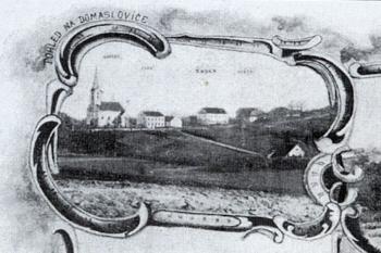 Výřez z pohlednice z roku 1902 (na pohlednici – kostel, fara, škola, pošta) ( © Václav Peter, Frýdecko-Místecko na dobových pohlednicích, Frýdek-Místek 2000)