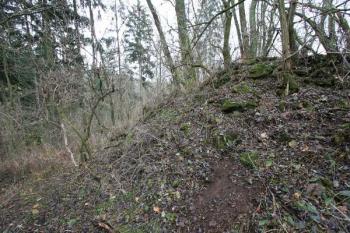 Sevezorápadní nároží jádra s destrukcí zdiva (© Filip Matoušek 11/2005)