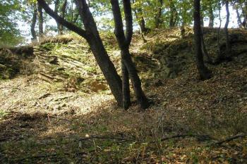 skalnatá prohlubeň ve vnější straně příkopu ( © Ondřej Štěpánek 10/2006)
