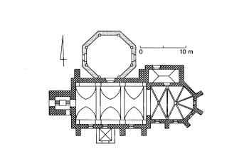 půdorys kostela (© Bogusław Krasnowolski: Leksykon zabytków architektury Małopolski, Arkady, Warszawa 2012)