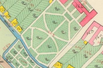 Zámek se zahradou na císařském povinném otisku stabilního katastru z r. 1833. (© Zdroj:https://ags.cuzk.cz)