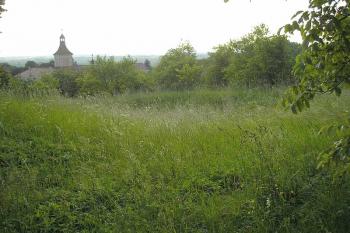 pohled na zámek přes severní příkop a val, vlevo jádro tvrze ( © Ondřej Štěpánek 06/2006)