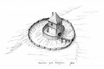 Pravděpodobná podoba tvrze ve Slavkově ve 14. století (© Jan P. Štěpánek, 03/2007)