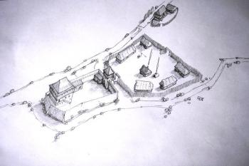 hypotetická podoba sídla ve 14. století ( © Ondřej Štěpánek 08/2006)