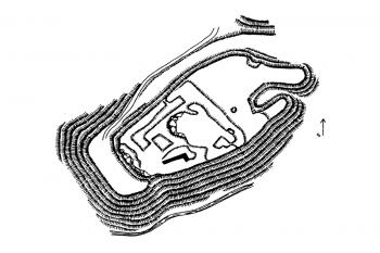 Půdorys (Úlovec Jiří, Hrady, zámky a tvrze na Ústecku, Ústecká vlastivěda sv III, Město Ústí nad Labem, 2002, str. 206)