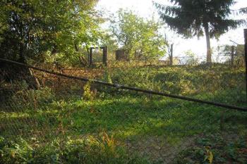 pohled na stoupající pozemek se sadem, na kterém snad stávala tvrz ( © Ondřej Štěpánek 10/2006)