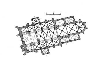 půdorys kostela ( © kol.: Umělecké památky Čech, část 2. [K/O], Academia, Praha 1978)