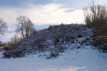částečně zachovalý příkop a hradní jádro (© Aleš Novák, 01/2011)