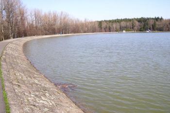 Severní a severozápadní část oblouku dlouhé hráze přehrady ( © Jan P. Štěpánek 04/2007)