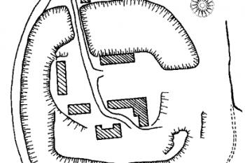 terénní náčrt ( © J. Úlovec podle J. Slavíka a L. Svobody (in kol.: Encyklopedie českých tvrzí, III. díl [S-Ž], ARGO, Praha 2005))