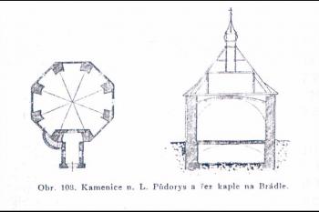 Brádlo - kaple sv. Máří Magdaleny (© Josef Soukup: Soupis památek historických a uměleckých v politickém okresu Pelhřimovském, Praha 1903.)