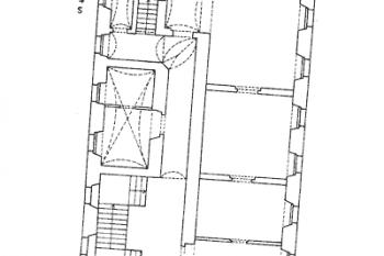 Náčrt patra (Úlovec J., Hrady zámky a tvrze Klatovska, Libri, 2004, str. 186)
