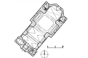 půdorys kostela ( © B. Samek: Umělecké památky Moravy a Slezska, část 1. [A/I], Academia, Praha 1994)