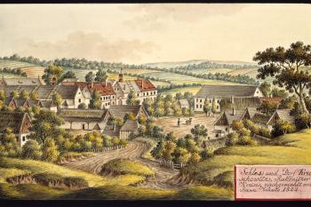 Zámek na obr. I.A.Venuta z r. 1822 (© Ing. Karel Kubín, 09/2017)