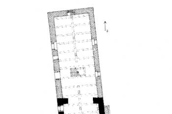 půdorys přízemí tvrze ( © J. Úlovec podle L. Svobody a J. Slavíka (in Ohrožené hrady, zámky a tvrze Čech, 2. díl [N-Ž], Libri, Praha 2005))