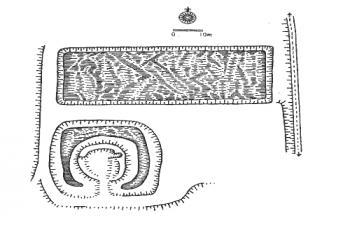 plán tvrziště, stav z r. 1997 ( © Z. Fišera (in Encyklopedie českých tvrzí, II. díl [K-R], ARGO 2000))