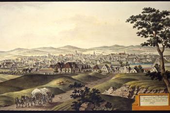 Pohled na Liberec od I.A.Venuta z r. 1817 (© Ing. Karel Kubín, 09/2017)