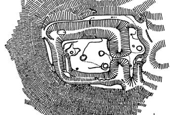 Půdorys hradu podle J. Čiháka, Z. Fritze, J. Milera a P. Valenty ( ©  T. Durdik: Ilustrovaná encyklopedie českých hradů, Libri, Praha 2000 )
