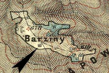 Vyznačení objektu reduty šancí na Bařinách na 3. vojenském mapování císaře Františka Josefa I. z let 1876-1878 (© Laboratoř geoinformatiky Univerzity J.E.Purkyně)