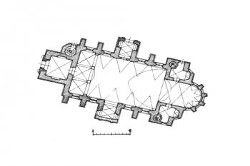 půdorys kostela ( © kol.: Umělecné památky Čech, část 3. [P/Š], Academia, Praha 1980)