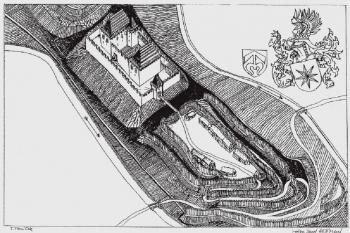 hrad Kožlí s předhradím, podle plánu T. Tomíčka (© jan heřman, 05/2013)
