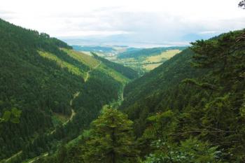 Výhled z hradu k jihovýchodu, k nádrži Liptovská Mara ( © Jan P. Štěpánek 08/2006)