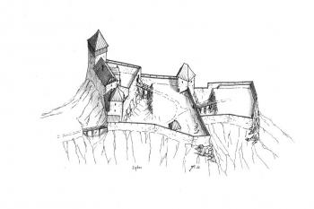 Rekonstrukce hradu pro dobu vrcholného středověku ( © Jan P. Štěpánek 01/2007)