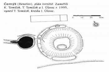 Plán tvrziště (© J. Úlovec (Encyklopedie českých tvrzí, I. díl, ARGO 1997))