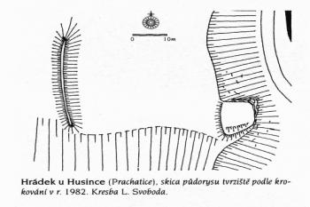 Skica půdorysu ( © L. Svoboda (in Encyklopedie českých tvrzí, I. díl, ARGO 1997))