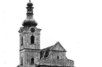 pohled od severozápadu na počátku 20. století (© Antonín Podlaha: Posvátná místa království Českého; Díl 1. Vikariáty: Českobrodský, Černokostelecký, Mnichovický a Prosecký, Dědictví sv. Jana Nepomuckého, Praha 1907)