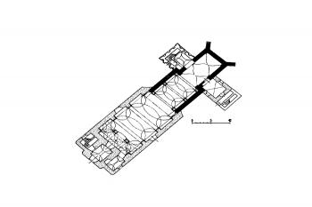 půdorys kostela ( © B. Samek: Umělecké památky Moravy a Slezska, část 2. [J/N], Academia, Praha 1999 )