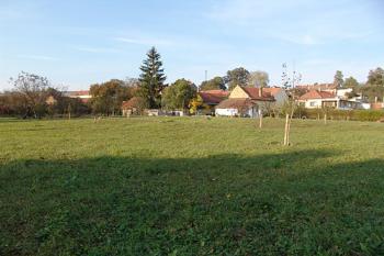 Pohled z jihovýchodního rohu tvrziště na zaniklé, dnes nepatrně vypouklé jádro ( © Roman Řezáč 11/2006)